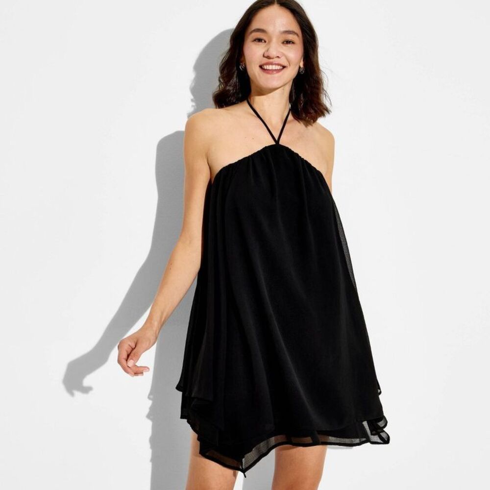 Women's Flowy Trapeze Mini Shift Dress - Wild Fable Black S